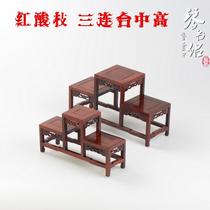 Qin Shu couple solid wood carving ancient frame red sour branch set two Baoge Pavilion tea set teapot tea cup multi treasure frame base