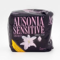 Spanish AUSONIA sanitary napkins for daily use soft and sensitive skin for 14 pieces