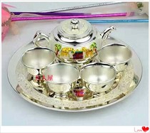 Tea house home fortune silver elephant metal set tea set Russian tin tea set auspicious elephant color tin tea set