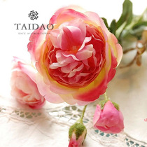 Taishima fabric new pink DIY handmade flower flower artificial flower 4 head 2937 multicolor Austin rose