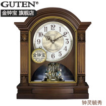 Jin Zhongbao New Chinese Solid Wood Seat Bell Living Room European Style Full Time Chinese Style Seiko Movement Decorative Bench Clock