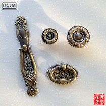 Sale promotion furniture door handle European antique cabinet Wardrobe door drawer small handle Green bronze oval handle