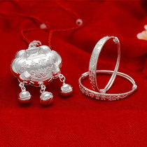 Pure Silver Baby Package Pure Silver Long Life Rich Silver Lock Kid Full Moon Silver Accessories Suit Gift Box Three Sets