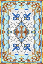 European Mediterranean partition glass church style stained glass ceiling window porch background wall