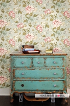 wq wallpaper USA imported pure paper wallpaper Impressionist American Grand Residence Sofa Background Wall Upscale Wallpaper