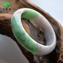 Natural jade bracelet a cargo Myanmar Old Pit Ice glutinous jade green violet orchid jade bracelet with certificate
