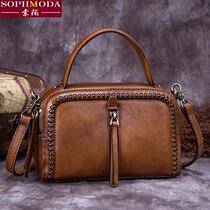 Vintage bag female cowhide leather female bag shoulder messenger bag Female handbag female mini bag female 2021 new