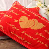 Wedding red pair of cotton pillow towels Wedding pillow towels untwisted jacquard one arrow through the heart red couple non-pillowcase