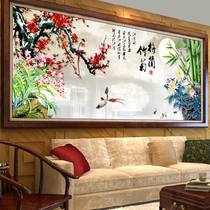 2020 new cross stitch living room large 3D atmospheric printing plum orchid bamboo chrysanthemum 2021 cross stitch landscape painting plum blossom