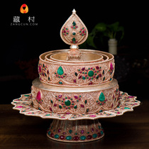 Manzapan Tibetan Buddhism Tantra for Buddha Nepal copper silk inlaid gemstone Manda large