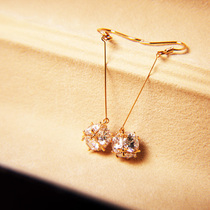 ins net red wind small crowddesign ear hook transparent white zircons wire crystal ball earrings earrings earrings