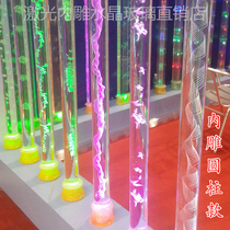 Laser fine grinding 3D inner carved crystal column glass column decorative column lamp post cylindrical home decoration living room partition porch