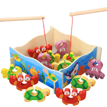 Childrens early education 3D three-dimensional fishing game Baby Baby intelligence wooden toy 1-3 year old gift