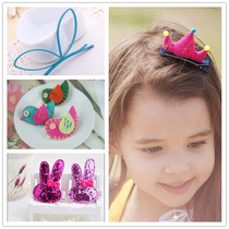 Stereo rabbit ear fluorescent word clip cloth Bird side clip Crown sequin rabbit hairclip children headgear