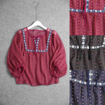 086C 0710 ethnic wind features jacquard ribbon splicing lacing neckline Blister Perspective Snow-spinning