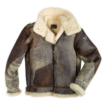 American origin cockpit B3 bomber 100 regiment flying leather vintage sheepskin fur one piece