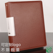 High-grade leather information book a4 loose-leaf folder briefcase 4-hole slip bag custom logo office wholesale