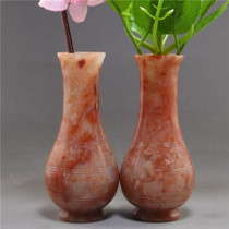 Gold stone carving Shoushan stone exquisite "vase" ornaments a pair of fine seal hand pendants