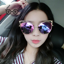 AIDJ love beautiful European and American star net red with high-definition sunglasses Metal cat eye hollow reflective sunglasses for women
