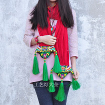 Cotton and linen embroidered long spike scarf ethnic style splicing long towel shawl 2 with warm decoration craft lamp Daquan