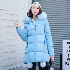 实拍2017冬季新款潮韩版女装大码孕妇装羽绒服棉服中长款外套