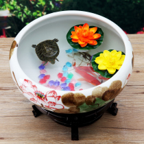 Jingdezhen ceramic fish tank hand-painted water lily water lily tank hand-painted extra large lotus bowl lotus tank