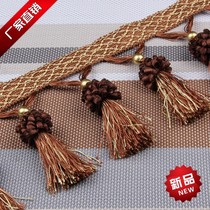 66 yuan 12 meters New European curtain lace accessories decorative accessories edge tassel copper beads strawberry