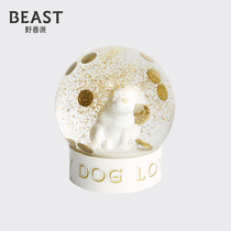 THE BEAST Fauvist Daily Jin Doujin Gold Crystal Ball Cute Bulldog desktop decoration