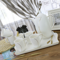 Ceramic water set set Tea set Household water cup set Cold water pot Teacup Cold water pot cup with tea tray