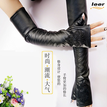 2019 autumn and winter womens warm arm sleeves long hand sleeves sleeves false sleeves leather sleeves elastic stitching velvet long sleeves