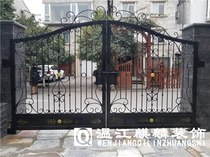 Chengdu iron gate courtyard gate door open villa door high-grade solid forged steel forged flower door set