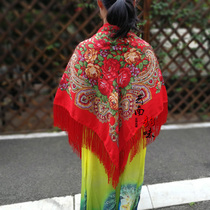 Large square scarf shawl female spring and autumn ethnic style Yunnan Tibet Xinjiang Russia wild scarf cheongsam outside silk scarf