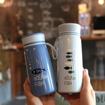 Korean cartoon cute thermos men and women students personality simple ocean water cup Small fresh literary milk cup
