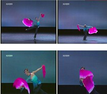 Peach and plum cup Xu Dandan Shandong Jiaozhou Yangge combination dance fan silk scarf Rose red double-sided silk extended promotion