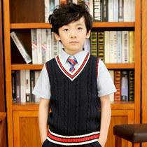 children's vest spring autumn college style children's school uniform winter clothing pure cotton england boys sweater vest