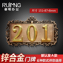 Spot three-digit bronze room number card Hotel house number house number number plate number metal room number card