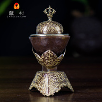 Tibetan Buddhism Toba bowl GAPA red copper gilded carved 12 5cm filling top for bowl Cranial Device for Toba