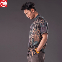 Xiangyun yarn silk middle-aged mens clothing Tang dress short-sleeved summer top Chinese style Mulberry silk casual Chinese shirt