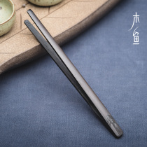 Pure hand carbonized carved bamboo bamboo tea clip Japanese Zen Cup clip Korean wooden tweezers kung fu tea set accessories
