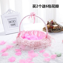 New pink full cloth wedding flower boy flower basket wedding red envelope wedding flower basket Christmas decoration