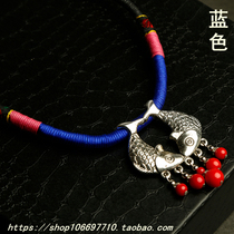 Batch of cloth Art Necklace Name Nation Wind Handmade Woven Ruby Necklace Necklace Necklace Necklace Necklace Necklace Necklace Accessories of cloth Cloth Sweater Chain