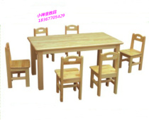 Factory direct sales kindergarten log table Kindergarten six-person childrens table chair camphor pine learning table