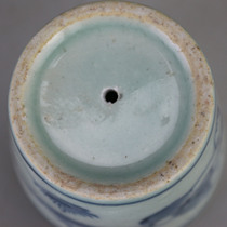 Daming Wanli blue and white figures pattern homemade fleshy calamus flowerpot antique folk collection ancient porcelain garden