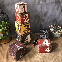 Retro box Square storage box Clamshell storage box with lid Creative finishing decoration old wooden box shooting props