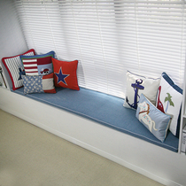 Custom-made bay window mats custom-made bay window sill mats sofa cushions balcony mats Mediterranean thickening autumn and Winter ocean wind