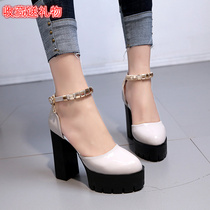 21 years of summer new high-heeled thick-heeled waterproof table round head word buckle belt sandals fashion thick-soled ultra-high-heeled womens shoes