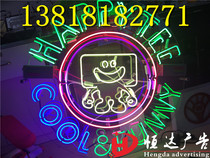 Hengda Happy tee Neon Signature Clothing Neon Lighting Lettering Chain Brand Advertisement