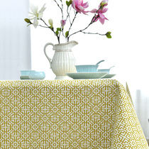 New Chinese backgrain dining table cloth Fabric Western restaurant living room is rectangular coffee table round table tablecloth modern simple cotton