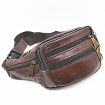 2018 New First layer cowhide running Bag Mens moving casual bag leather leather mens and womens universal money running bag practical