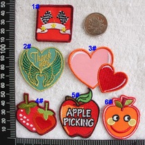 Heart embroidery YD06 Cartoon Love Apple Strawberry Embroidery Back Adhesive Paste Ironing Patch Racing Wings
